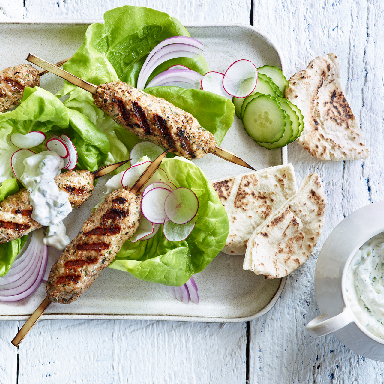 Turkey And Bulgur Kofta Kebabs With Tzatziki Recipe Shady Brook Farms