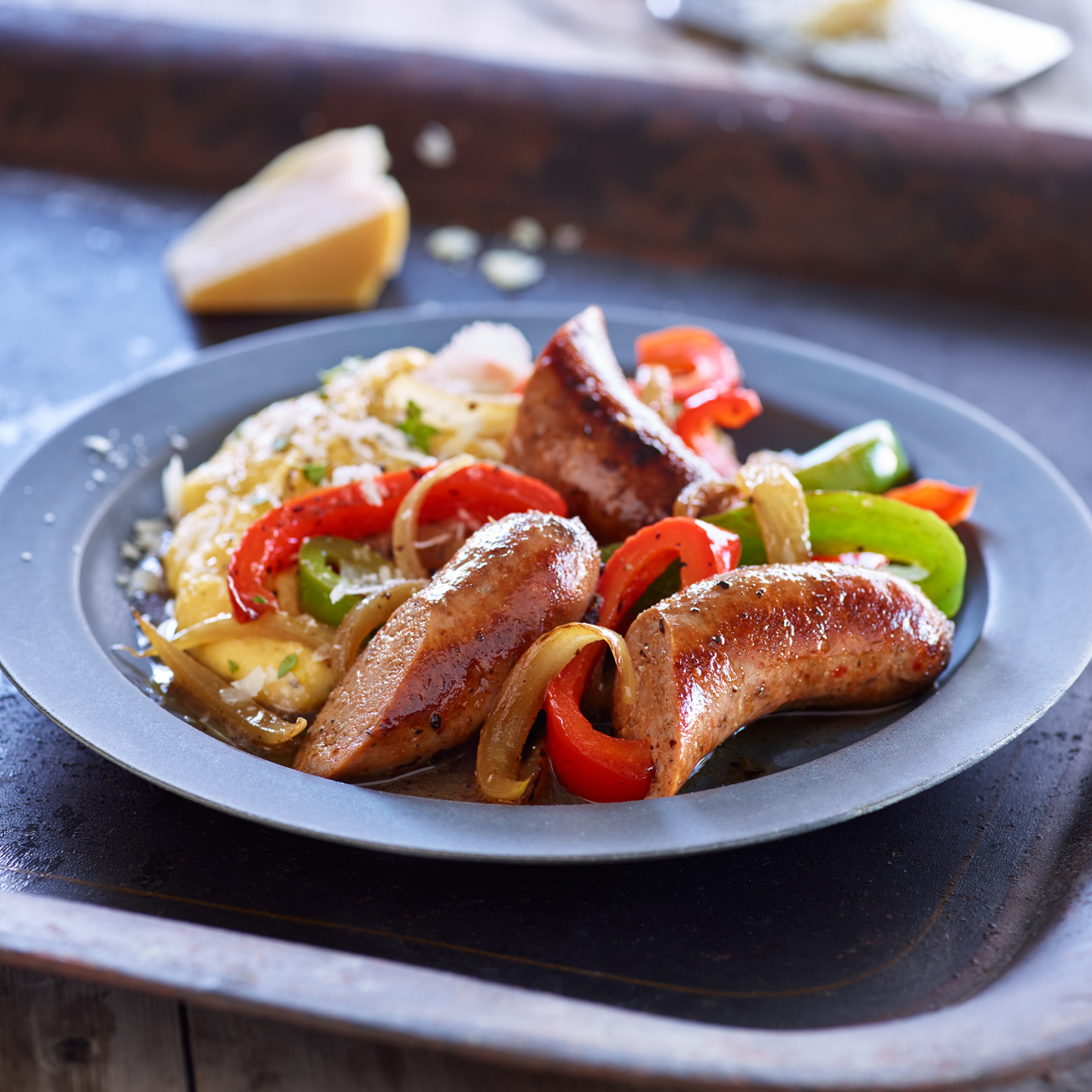Turkey Sausage, Peppers, & Onions With Polenta Recipe Shady Brook Farms