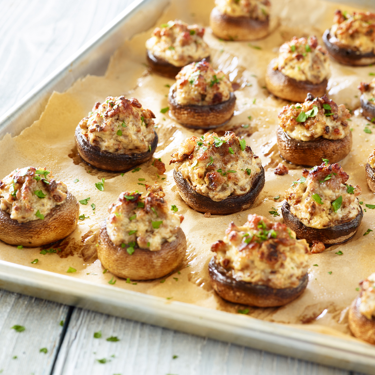 Light Turkey Sausage & Cheese Stuffed Mushroom Recipe Shady Brook Farms