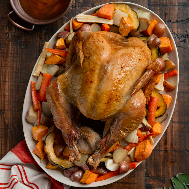 rown Butter Sage Whole Turkey with Roasted Root Vegetables