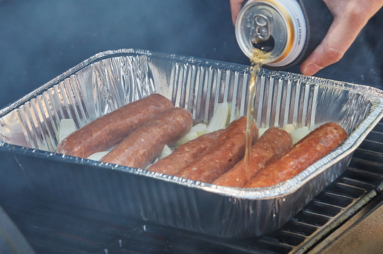 How to braise turkey sausages on the grill Shady Brook Farms