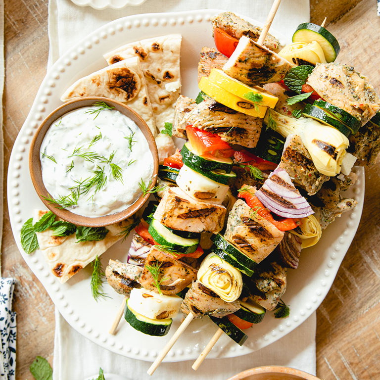 Grilled Halloumi Skewers with Greek-Inspired Marinade - Fork in