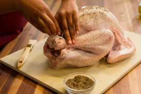 preparing raw whole turkey